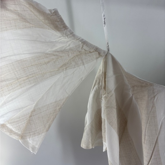 The Clothing Company White/Beige Stripes Off The Shoulder Flowy Crop Top Size M - Picture 4 of 6